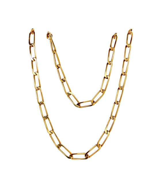 Oval Fancy Link Belcher Chain Necklace