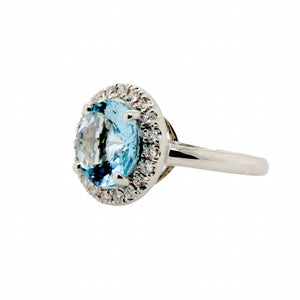 Round Aquamarine Diamond Ring