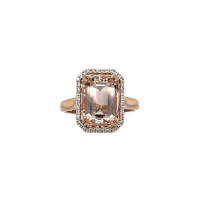 Morganite Diamond Ring Radiant Cut