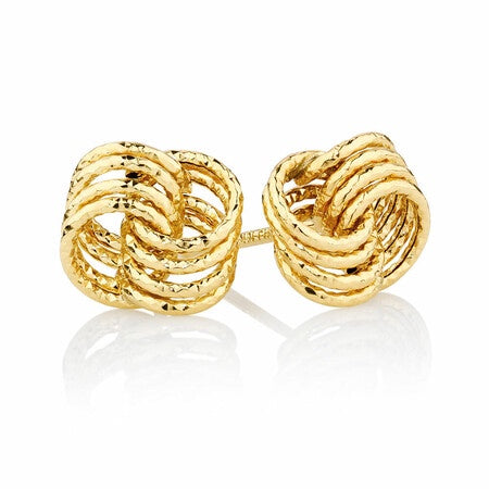 Knot Stud Earrings in Yellow Gold