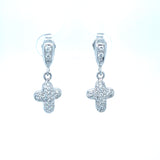 Diamond Pave Cross Drop Earrings
