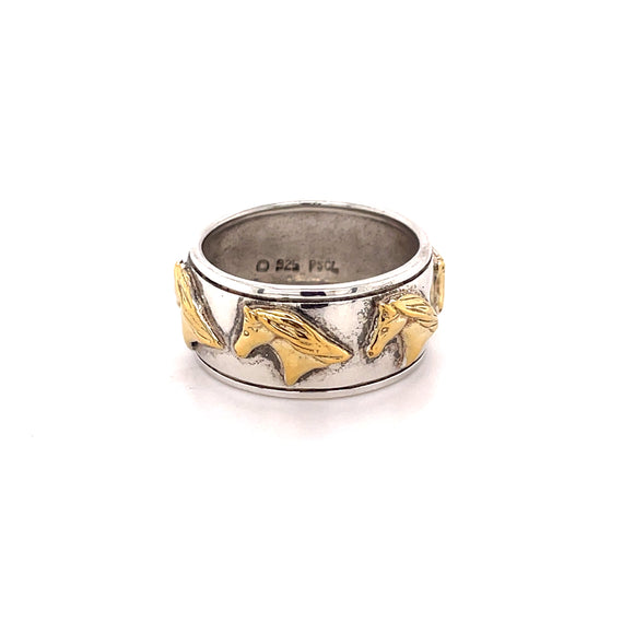 Designer Silver and Gold Horse Ring