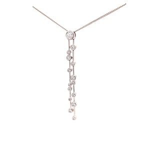 Diamond Rubover Cluster Drop Necklace