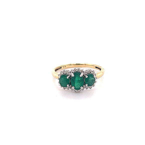 Emerald Trio Diamond Ring