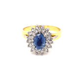 Ceylonese Sapphire Diamond Halo Ring