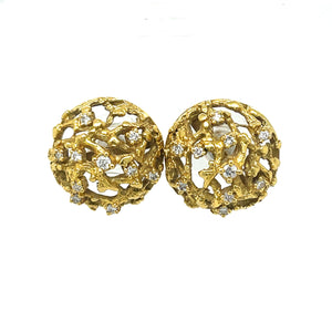 Diamond 18ct Yellow Gold, Cluster Dome Earrings