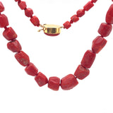 Vintage Red Coral and 18ct Gold Necklace