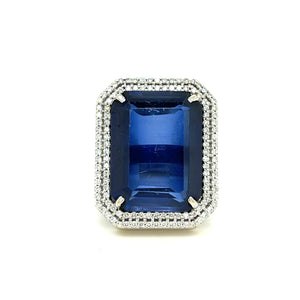 Created Sapphire and Diamond Ring in 14ct White Gold