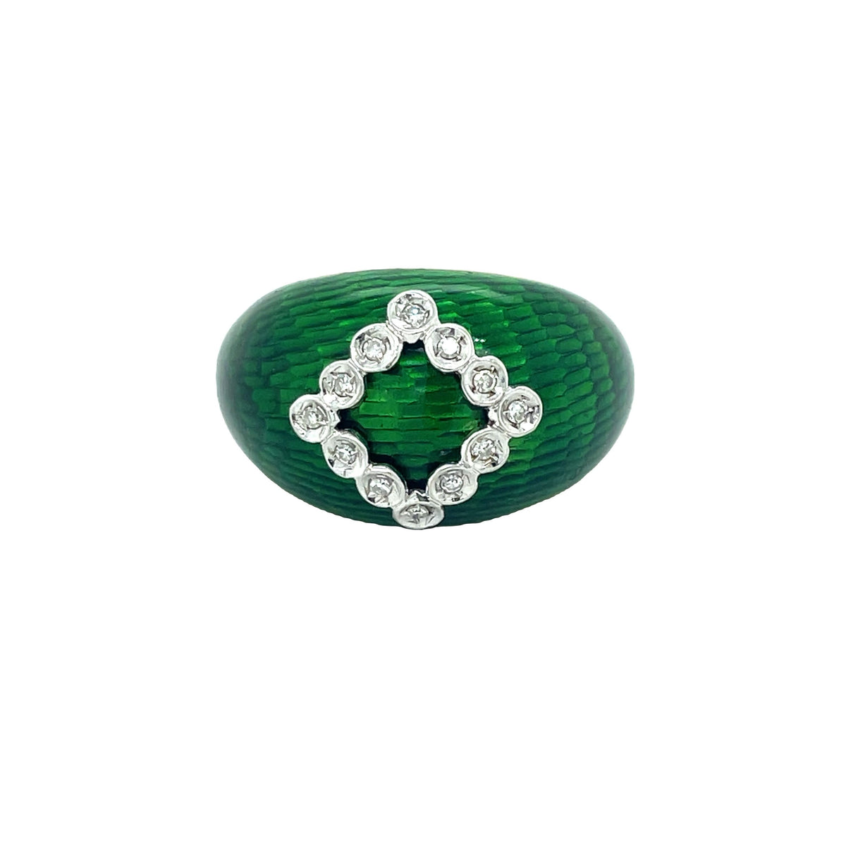 Italian Diamond Green Enamel Dome Ring – Jems of Remuera