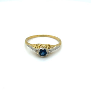 Art Deco Sapphire Ring in 18ct Gold and Platinum
