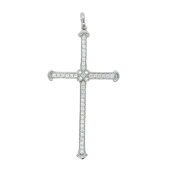Large Diamond Cross Pendant in 18ct White Gold