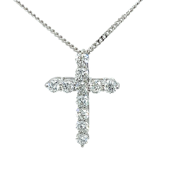 Diamond Cross Pendant in 18ct White Gold