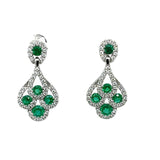 Emerald and Diamond Drop Earrings in 18ct White Gold