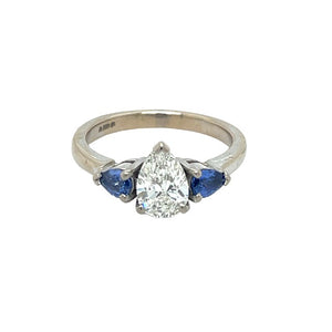 Pear Cut Diamond Sapphire Ring