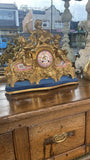 Antique French Gilt Mantel Clock on Stand