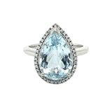 Pear shaped Aquamarine Diamond Ring