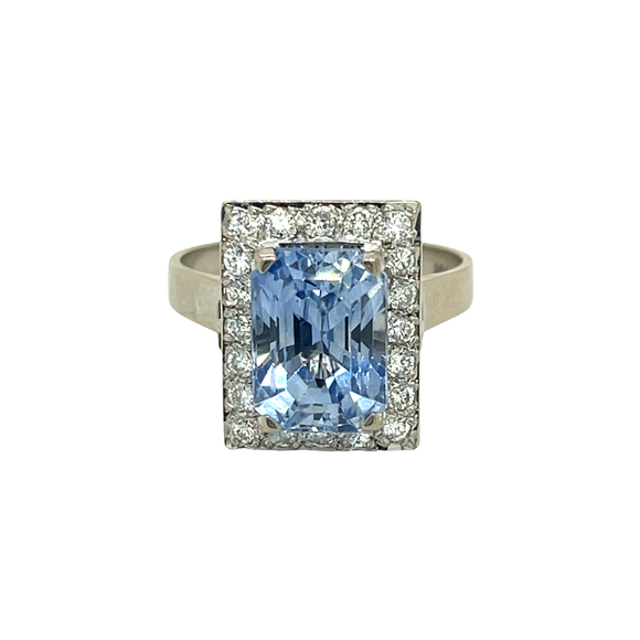 Rectangular Sapphire Diamond Ring