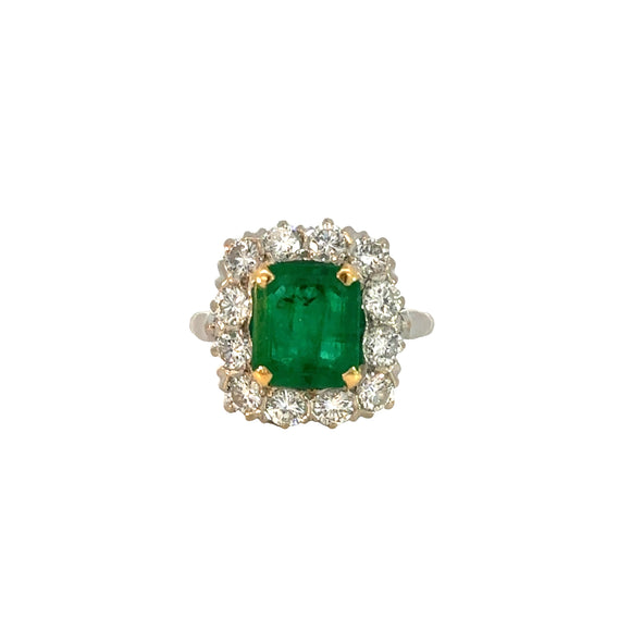 Emerald Cut Emerald Diamond Halo Ring