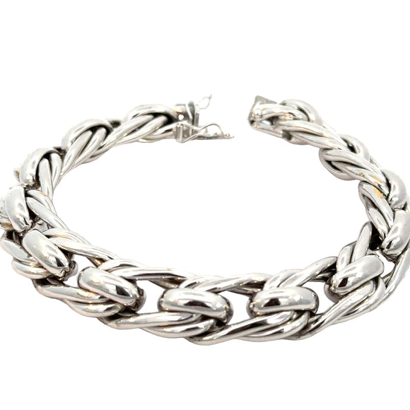 Heavy Fancy Curb Link Bracelet in 18ct White Gold