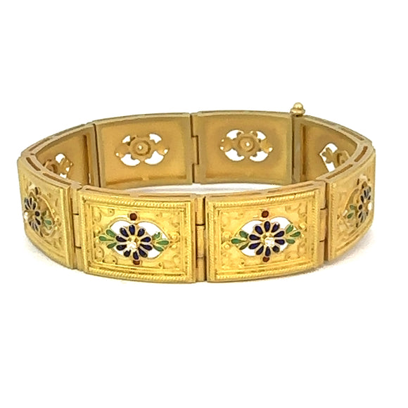 Di Losa Diamond Enamelled Etruscan Style Bracelet