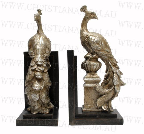 Gold Peacock figurine Bookends