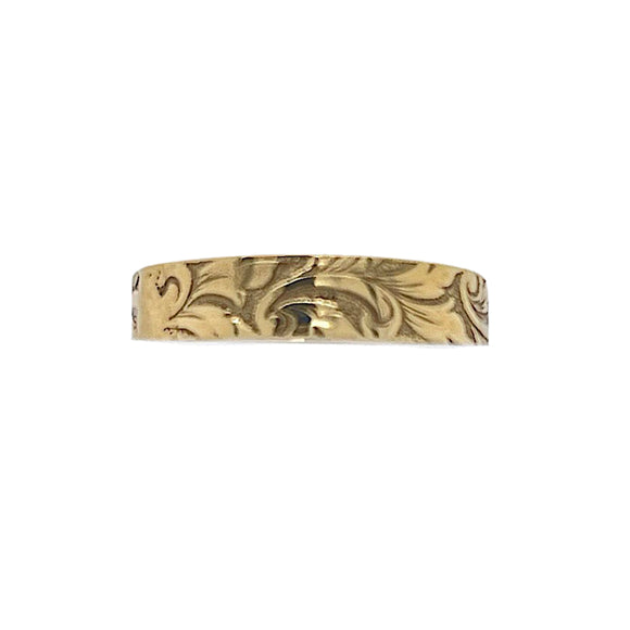 Antique Style 9ct Gold Engraved Band