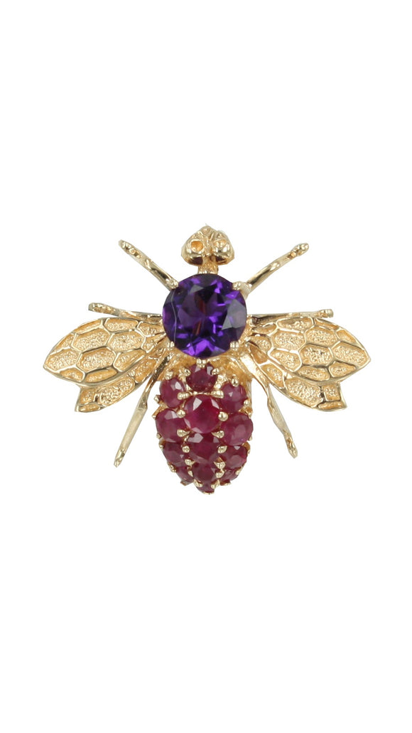 Ruby Amethyst Bee Brooch