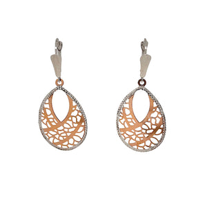 Rose Gold White Gold Drop Earrings 2