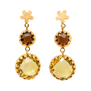 Citrine Smoky Quartz Drop Earrings