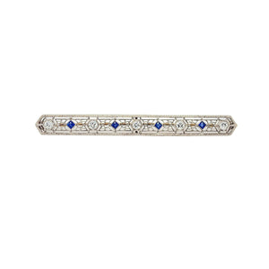 Art Deco Diamond Sapphire Brooch
