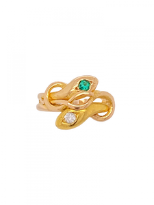 Antique Emerald Diamond Snake Ring