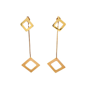Gold Square  Drop Earrings