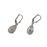 9ct White Gold Filigree Oval Drop Earrings