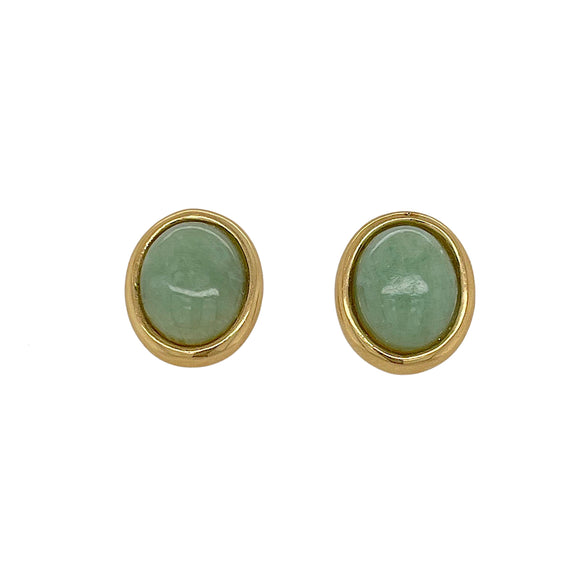 Oval Jade Stud Earrings