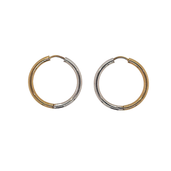 Yellow and White Gold Hoops