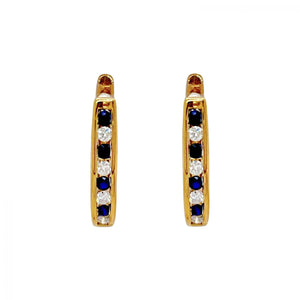 Sapphire Diamond Gold Huggie Earrings