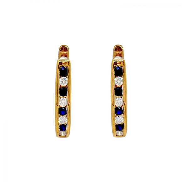 Sapphire Diamond Gold Huggie Earrings