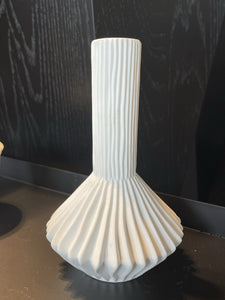 Pleated Bud Vase in White