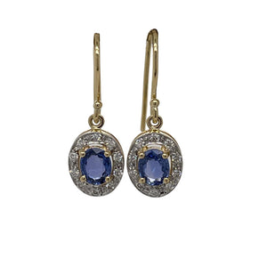 Ceylonese Sapphire Diamond Drop Earrings
