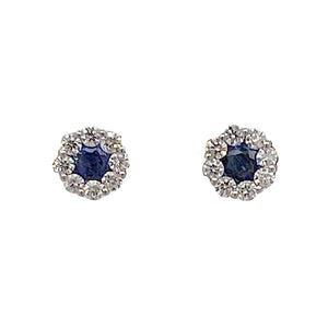 Ceylonese Sapphire Diamond Stud Earrings