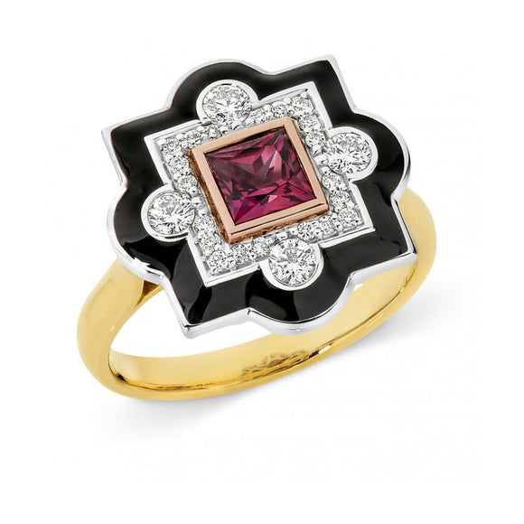 Art Deco Style Diamond Tourmaline Ring