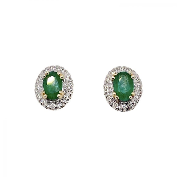 Emerald Diamond Stud Earrings