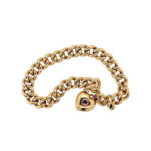 Curb LInk Bracelet with Heart Lock