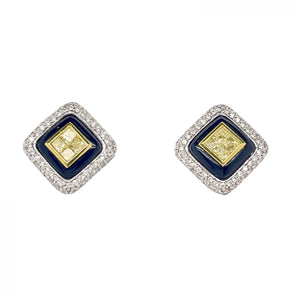 Yellow Fancy Intense Diamond & Onyx Earrings
