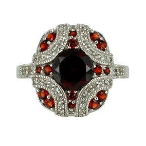 Art Deco Style Garnet Diamond Ring