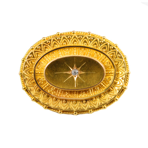 Antique Victorian Diamond Gold Brooch