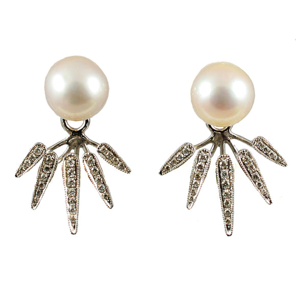 South Sea Pearl Diamond Earrings in 18ct White Gold