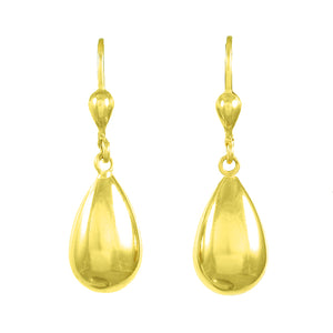 Pear Shaped Drop Earrings in Yellow Gold