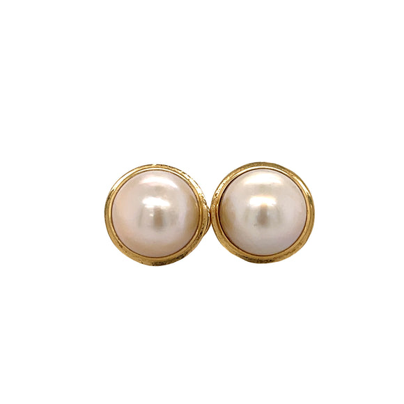 Mabe Pearl Earrings in 14ct Yellow Gold