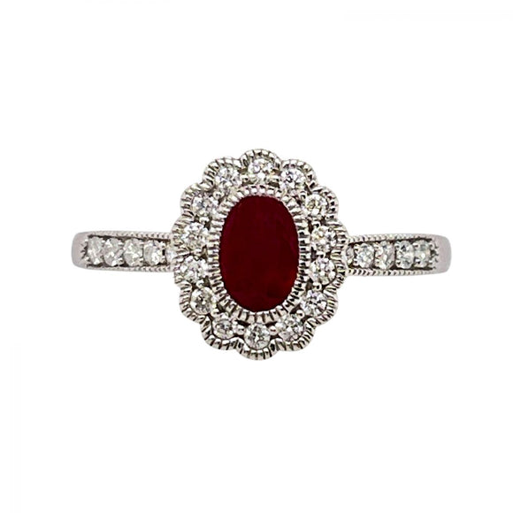 Ruby Diamond White Gold Ring